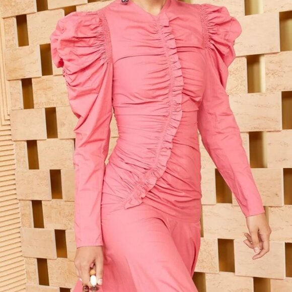 NWOT ULLA JOHNSON Priyanka Dress in Honeysuckle M $570 - Picture 3 of 12